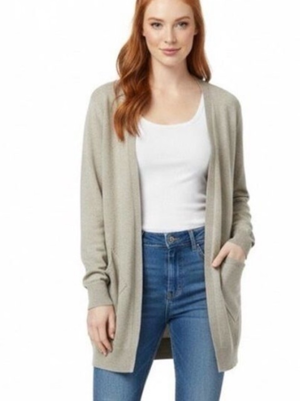 Eileen Fisher Italian Yarn Merino Wool Open Front Sweater in Oatmeal- Size Small